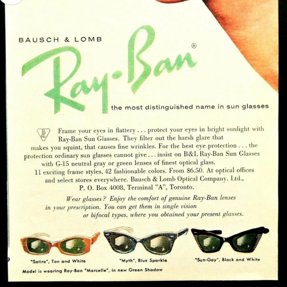 Vintage Ray-Ban B&L Gray Sun Song Cat-Eye Sunglasses 1950’s/60’s